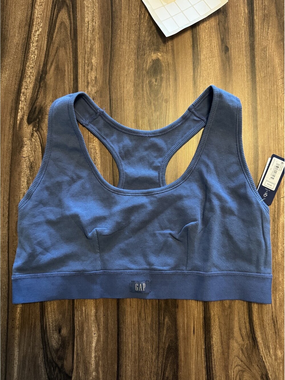 Gap Cotton Rib Racerback Bralette Blue Women Size L NWT